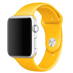 Ремешок для Apple Watch 42/44/45/49mm силиконовый (19) желтый S - фото