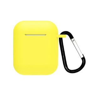 Чехол силикон для AirPods 1/2 с карабином лимонный (Mellow Yellow) - фото