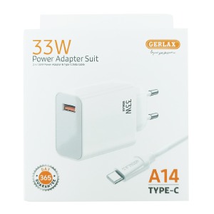 СЗУ Type-C Gerlax A14 1USB/33W белый 1м - фото