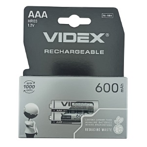 Аккумуляторы R3 Videx AAA по 2 шт(мизинчиковые) 600mA/цена за 1 бат. (20) - фото