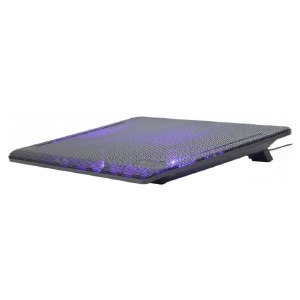 Охлаждающая подставка для ноутбука Gembird NBS-2F15-01 до 15,6"/1USB(папа)/синяя подсветка/2 вентилятора черная - фото