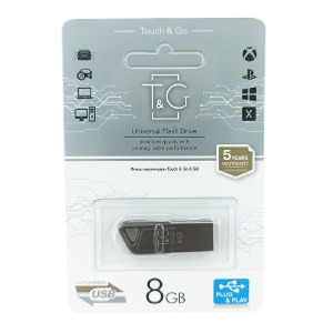 USB 8GB 2.0 T&G 114 metal series черная - фото