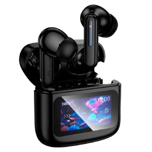 Bluetooth Air Pods Hoco EQ14 ANC/ENC/TWS/BT5.4/40mah/500mah/LED дисплей черные (14) - фото