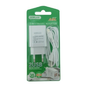 СЗУ iPhone Lightning Gerlax A9L 3A/2USB/15W/блистер белый 1м - фото