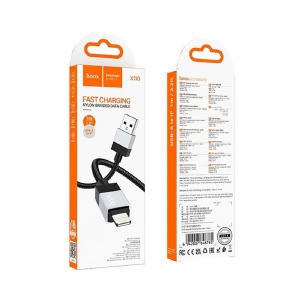 Кабель iPhone PD Type-C to Lightning Hoco X110 27W нейлоновый черный 1м - фото