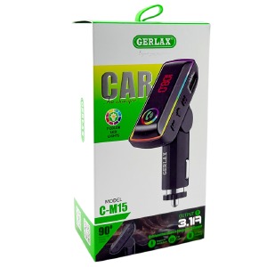 FM модулятор Gerlax C-M15 12-24V/3.1A/USB/QC3.0/BT5.3/RGB/LED дисплей черный - фото