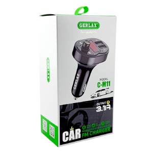FM модулятор Gerlax C-M11 12-24V/3.1A/2USB/QC3.0/BT5.3/LED дисплей черный - фото