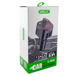 FM модулятор Gerlax C-M10 12-24V/2.1A/2USB/QC3.0/BT5.3/LED дисплей черный - фото