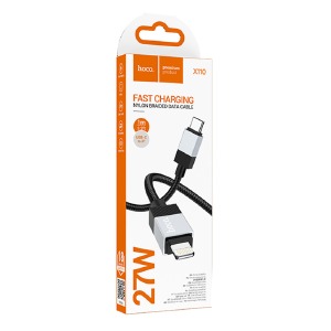Кабель iPhone PD Type-C to Lightning Hoco X110 27W нейлоновый золотой 1м - фото