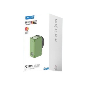 Power bank/Павербанк 60000mA Konfulon A47Q 30W/4USB/PD30W/LED дисплей/фонарик (input 2хType-C) хаки - фото