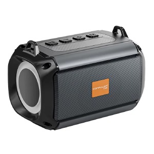 Колонка Konfulon F18 BT5.0/USB/AUX/microSD/FM/1500mAh серая 8x7.5x12см - фото
