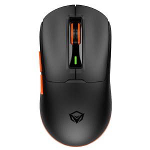 Компьютерная мышка беспроводная Meetion GW24 RGB/5 кнопок/USB 2.4GHz/проводлная/50-8000DPI черно-оранжевая - фото