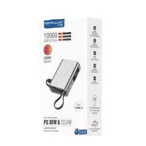 Power bank/Павербанк 10000mA Konfulon A58Q-T серебрянный - фото
