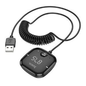 BT адаптер-3,5 Hoco E65 BT5.0/TFcard<32Gb/AUX/mic/LED черный 1,35м - фото