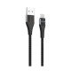Кабель iPhone Lightning Koni KS11i 2.4A/LED индикатор тканевой черный 1,2м - фото 1