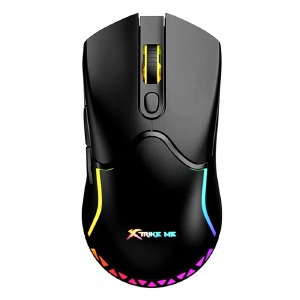Компьютерная мышка беспроводная XTRIKE GW-610 RGB/7 кнопок/USB 2.4GHz/с аккумулятором/проводная/800-8000DPI черная 1,5м - фото