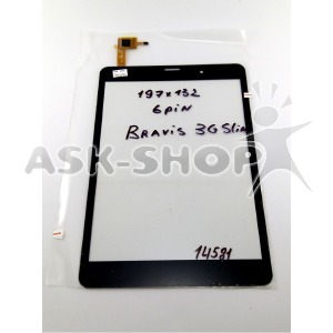 Сенсор (Touchscreen) под планшет 197*132 мм, 6 pin,черный Bravis 3G Slim F-WGJ78094-V2 - фото