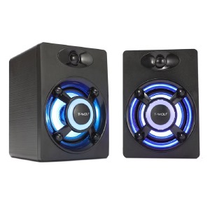 Колонки компьютерные 2.0 T-Wolf S1 6W/RGB/USB/3.5 черные - фото