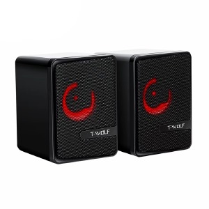 Колонки компьютерные 2.0 T-Wolf S3 6W/RGB/USB/3.5 черные - фото