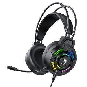 Наушники компьютерные T-Wolf H140 USB/LED RGB подсветка/гарнитура черные - фото