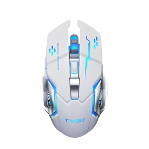 Компьютерная мышка беспроводная T-Wolf Q13B 6 кнопок/USB 2.4GHz/BT/1000-2400DPI/RGB белая - фото