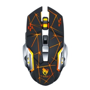 Компьютерная мышка беспроводная T-Wolf Q13B 6 кнопок/USB 2.4GHz/BT/1000-2400DPI/RGB звездная черная - фото
