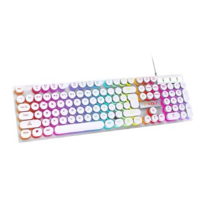 Клавиатура USB с подсветкой T-Wolf T80 (UA/ENG/RU) RGB/104 клавиши/полноразмерная/защита от влаги белая - фото
