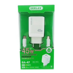 СЗУ Type-C to Type-C Gerlax GA-47 3A/22.5W/QC3.0/45W/PD белый - фото