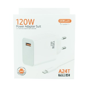 СЗУ Type-C Gerlax A24T 3A/QC3.0/120W белый - фото