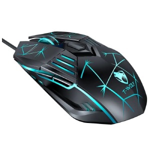 Компьютерная мышка проводная USB T-Wolf G560 6 кнопок/1200-3200DPI/RGB черная 1,4м - фото