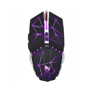Компьютерная мышка проводная USB игровая T-Wolf V7 7 кнопок/1000-6400DPI/RGB звездно черная 1,5м - фото