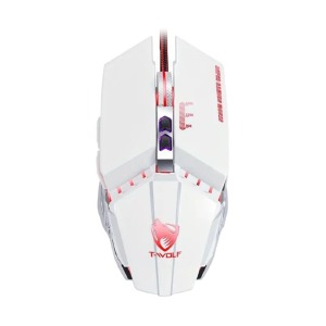 Компьютерная мышка проводная USB игровая T-Wolf V7 7 кнопок/1000-6400DPI/RGB белая 1,5м - фото