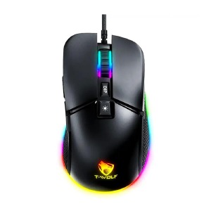 Компьютерная мышка проводная USB игровая T-Wolf G590 7 кнопок/800-7200DPI/RGB черная 1,5м - фото