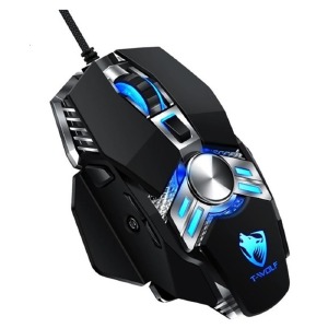 Компьютерная мышка проводная USB игровая T-Wolf V10 7 кнопок/8000-4800DPI/RGB черная 1,5м - фото