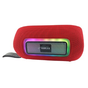 Колонка Gerlax GS-20 20W/LED/BT5.3/USB/AUX/microSD/FM/4800mAh/TWS 11x11x19см красная - фото