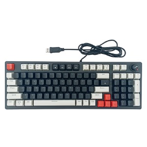 Клавиатура USB с подсветкой T-Wolf T50 (ENG) RGB/механическая/97 клавиш/защита от влаги/сменные клавиши стрелки черная - фото