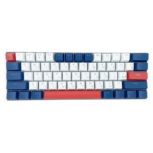 Клавиатура USB с подсветкой T-Wolf T60 (UA/ENG/RU) LED/механическая/blue switch/61 клавиша/защита от влаги/сменные клавиши бело-синяя - фото