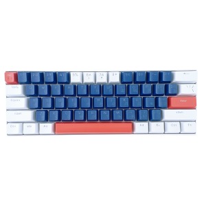 Клавиатура USB с подсветкой T-Wolf T60 (UA/ENG/RU) LED/механическая/blue switch/61 клавиша/защита от влаги/сменные клавиши сине-белая - фото