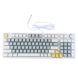 Клавиатура USB с подсветкой T-Wolf T50 (ENG) RGB/механическая/97 клавиш/защита от влаги/сменные клавиши стрелки белая - фото