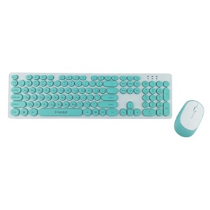 Набор беспроводной (клавиатура+мышь) T-Wolf TF770 (Eng)/104кл/4 кн/USB 2.4GHz/1000DPI/защита от влаги голубой - фото