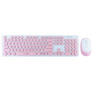 Набор беспроводной (клавиатура+мышь) T-Wolf TF770 (Eng)/104кл/4 кн/USB 2.4GHz/1000DPI/защита от влаги розовый - фото