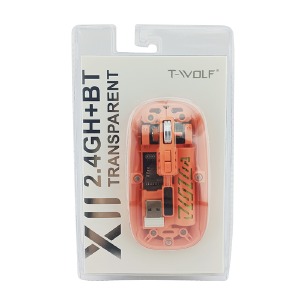 Компьютерная мышка беспроводная T-Wolf X11 5 кнопок/USB 2.4GHz/BT/800-1600DPI оранжевый блистер - фото