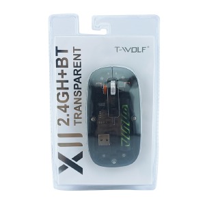 Компьютерная мышка беспроводная T-Wolf X11 5 кнопок/USB 2.4GHz/BT/800-1600DPI черная блистер - фото