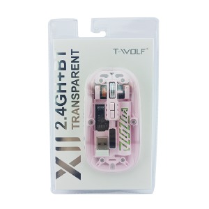 Компьютерная мышка беспроводная T-Wolf X11 5 кнопок/USB 2.4GHz/BT/800-1600DPI розовая блистер - фото