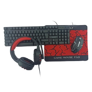 Игровой набор USB (клавиатура+мышь+наушники+коврик для мышки 300x250мм) T-Wolf TF800 4in1 (Eng/Ua/Ru)/RGB/104кл/3 кн черный - фото