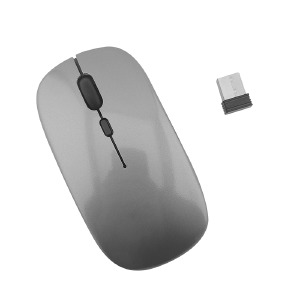 Компьютерная мышка беспроводная T-Wolf X1 4 кнопки/USB 2.4GHz/BT/1000-1600DPI серая - фото