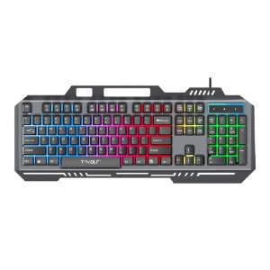 Клавиатура USB с подсветкой T-Wolf T16 (Ua) RGB/металлическая/104 клавиши/полноразмерная черная - фото