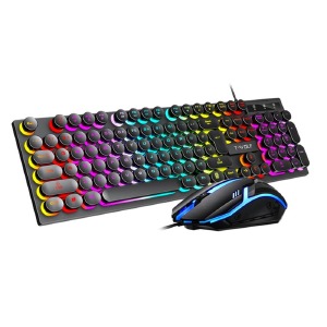 Игровой набор USB (клавиатура+мышь) T-Wolf TF270 (Ua/Ru)/RGB/104кл/3 кн черный - фото
