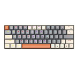 Клавіатура бездротова з підсвічуванням T-Wolf T30 (Ua) RGB/63 клавіші/механічний/захист від вологи/дротовий/BT сіра B - фото