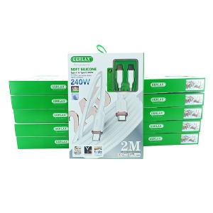 `SET кабелей Type-C to Type-C Gerlax GD-67T2 9A/240W/QC3.0/OD4.5 силиконовый белый 2м (10ШТ!!!+1ШТ ПОДАРОК) - фото